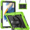 thumbnail image 2 of Case for Samsung Galaxy Tab A8 10.5 Inch 2022 with Screen Protector, 360 Degree Rotating Kickstand Hand Strap Heavy Duty Shockproof Cover with Shoulder Strap, Lime, 2 of 7