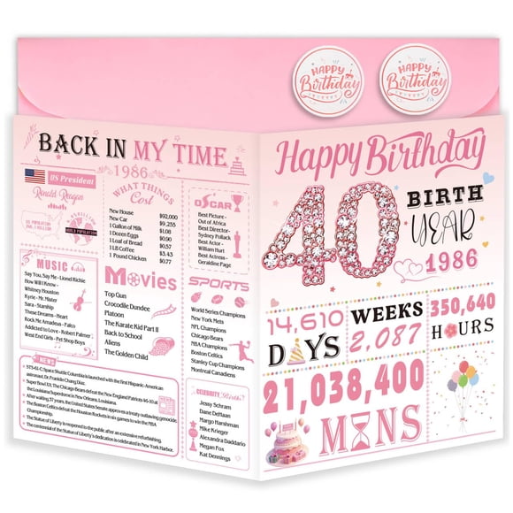 Tarjeta de felicitación OLOSONG para 40 cumpleaños, para mujer, con sobre