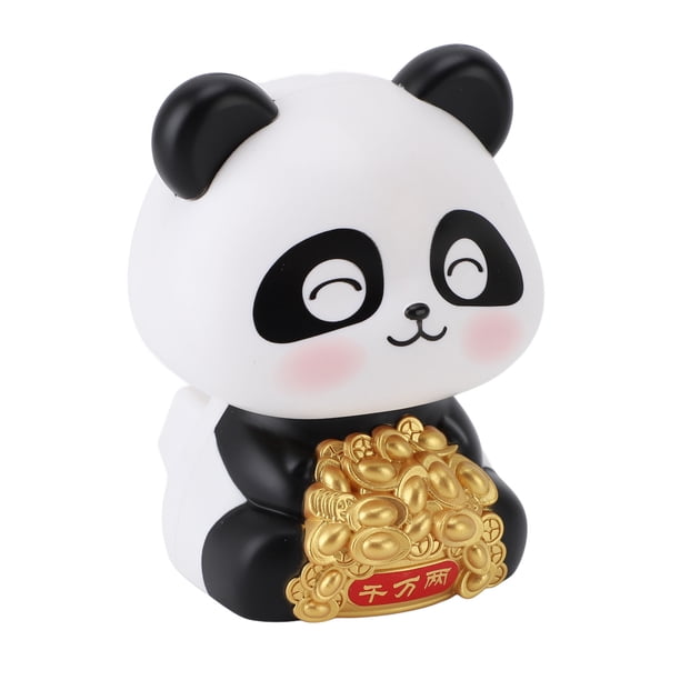 Decoraciones de panda, estatua de panda con energía solar, decoración de panda, estatua de panda con sureta y fortuna, figura de panda para salpicadero de coche, figura de