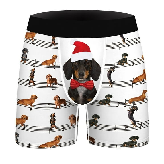 EliteGoogv Funny Boxers for Men Graphic Underwear Fun print Christmas Men Shorts Black L