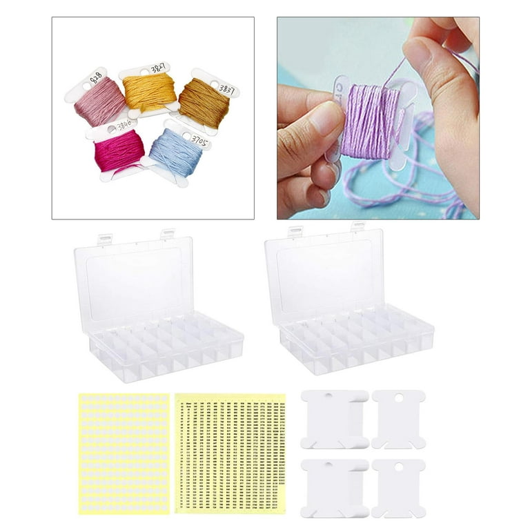 90 PK Plastic Embroidery Floss Cards BobbiN Labels for Cross