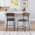 thumbnail image 2 of Linon Ryder Counter Stool Espresso Faux Leather Padded Seat Steel Frame in Black, 2 of 13