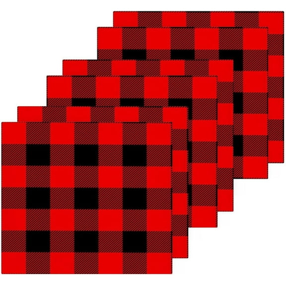 Coolnut 6 PCS Red Buffalo Plaid Washcloths, 12 X 12 Inches Cotton Wash Cloths, Highly Absorbent and Soft Face Towels for Bathroom,Gym,Hotel and Spa