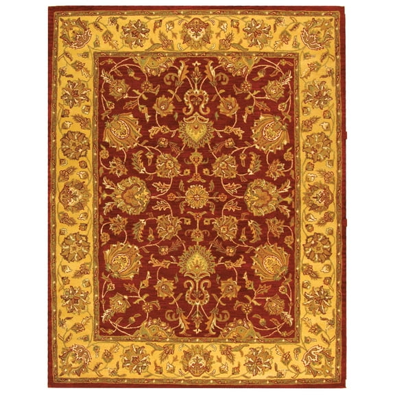 SAFAVIEH Heritage Regis Traditional Wool Area Rug, Red/Gold, 8' x 8' Round