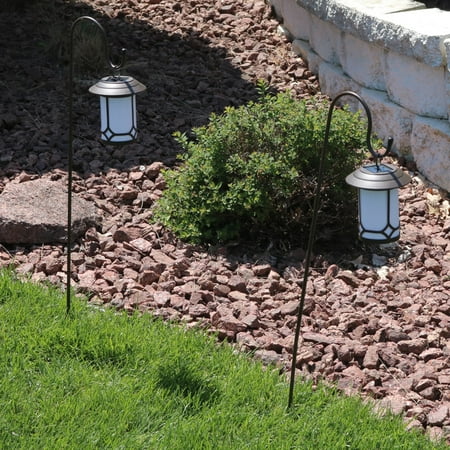 Sunnydaze Traditional Hanging Solar Lantern With Shepherd Hooks Sunnydaze Traditional Hanging Solar Lantern With Shepherd Hooks Lights For Outdoor Garden Landscape Or Yard Set Of 2 35 Inch Tall