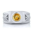 thumbnail image 2 of Gem Stone King 925 Sterling Silver Yellow Citrine Ring for Men | 1.68 Cttw | Round 8MM | Gemstone November Birthstone | Size 13, 2 of 5