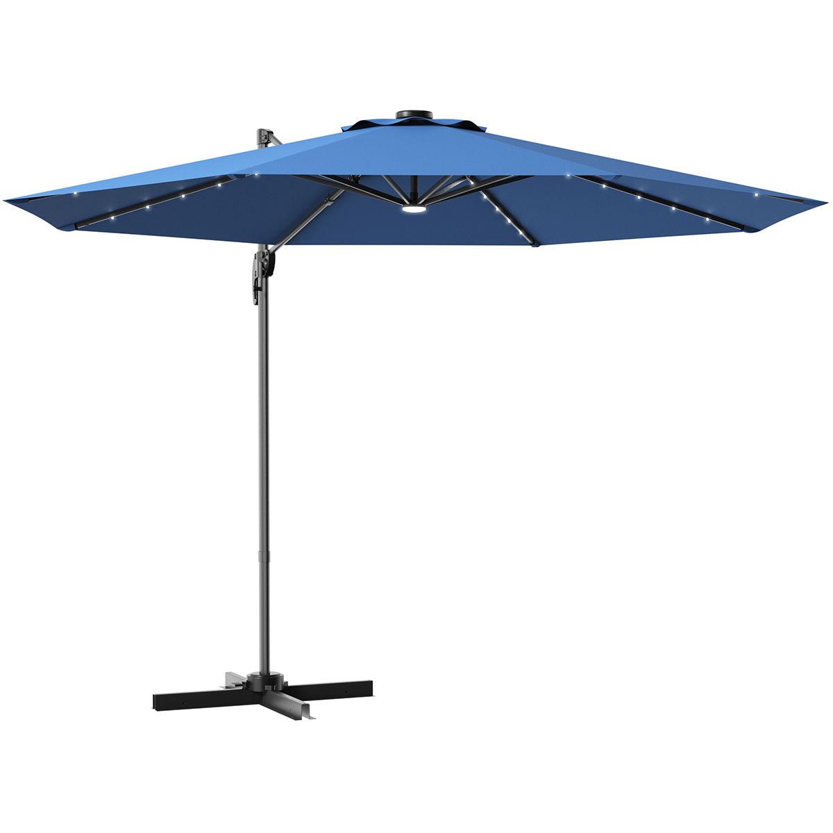 Giantex 10 Ft Patio Offset Cantilever Umbrella With Solar Led Lights 360 Degree Rotation Walmart Com Walmart Com