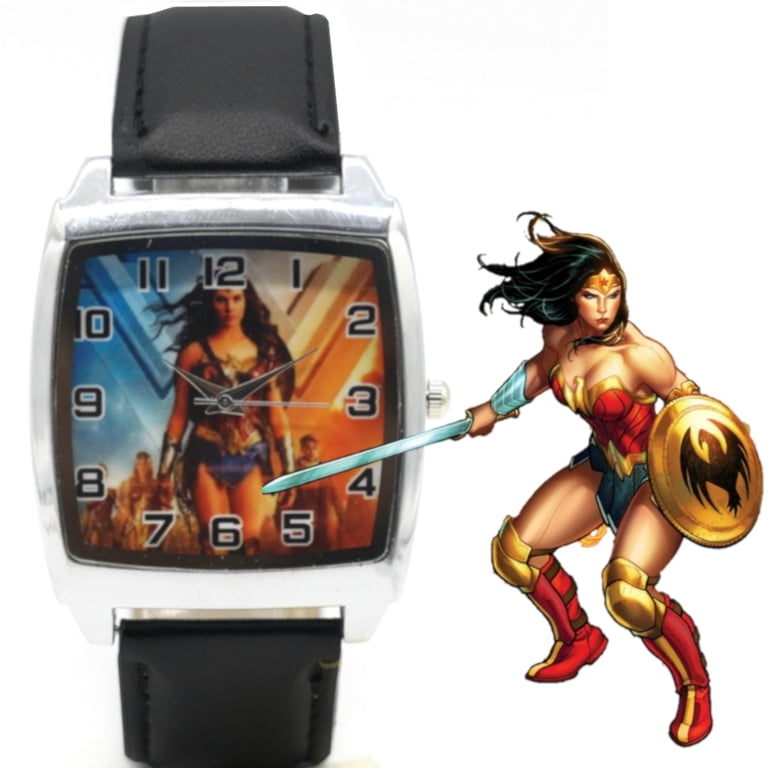 Superhero Wonder Woman Style Square Face Watch Action Figure 
