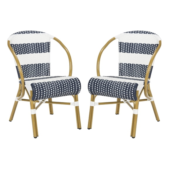 Safavieh Sarita Outdoor Striped Side Chair, Set of 2 - Navy/White