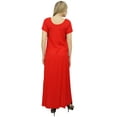 thumbnail image 2 of Bimba Women's Red Asymmetrical Hem Summer Maxi Pockets Boho Dress With Scarf-6, 2 of 9