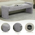 thumbnail image 5 of 58.7" Linen End of Bed Bench Upholstered Modern Bedroom Bench for Living Room & Entryway,Footrest Ottoman Accent Window Bench with Solid Wood Frame & Curved Arm, Gray, 5 of 10