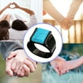 thumbnail image 3 of Sonducket Anillo de acero de titanio, joyería Rectangular, piedra de dedo de moda de acero, ónices negros, personalidad de moda, regalos de Ropa, zapatos y accesorios Miscelánea Turquesa Negro, 3 of 6