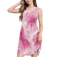 thumbnail image 2 of Women's Casual Sleeveless All Over Print Dress Loose A Line Flowy Dresses with Pockets Vibrant Pink Flowers XL, 2 of 8