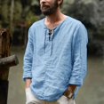 thumbnail image 3 of CHUANK New Long Sleeve Men‘s Solid Color Explosion Trend Men‘s Pull-over Cotton Hemp Rope Shirt, 3 of 7