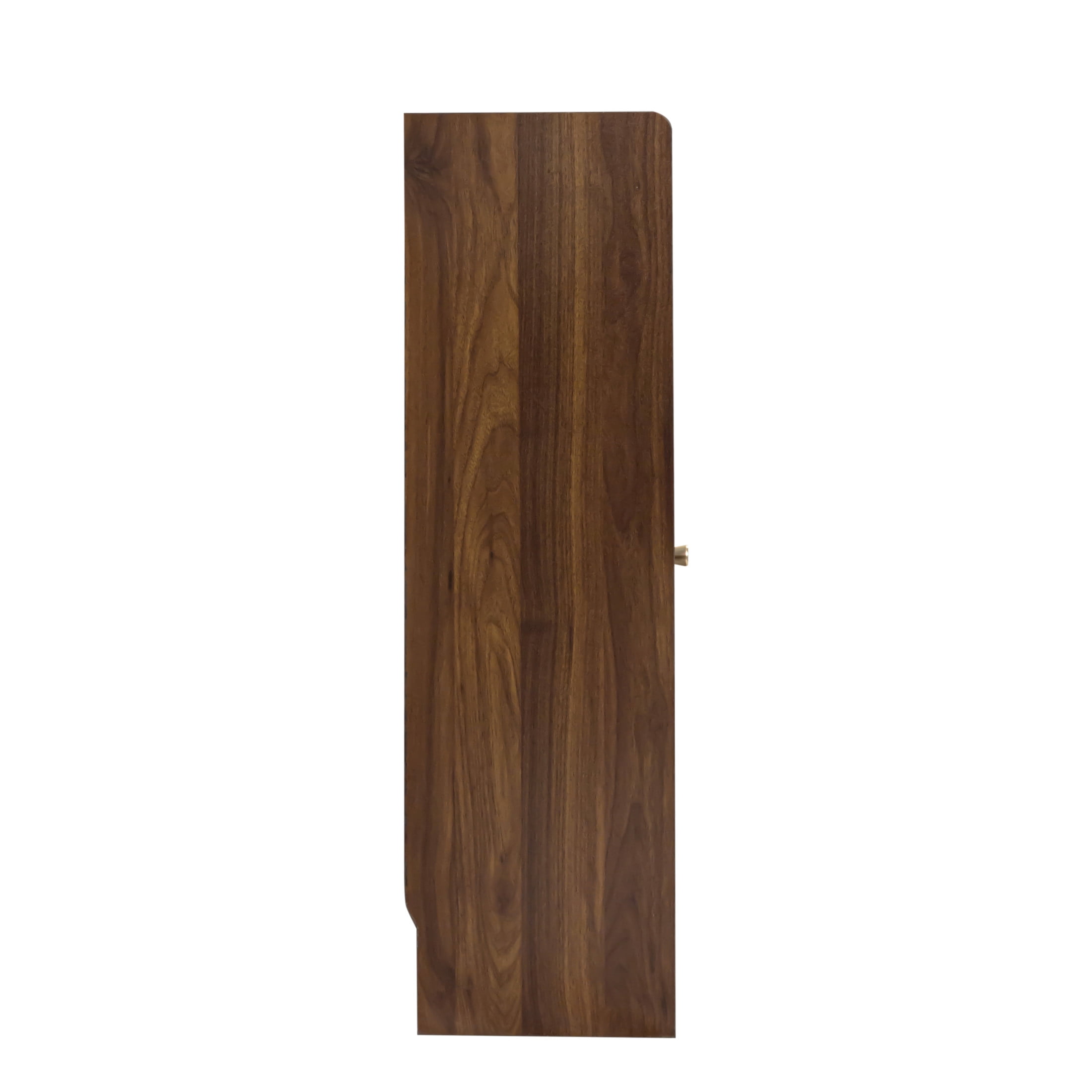 Noble House Sideboard Cabinet, Sliding Striped Glass Doors, Freestanding Countertop Storage & Wine Organizer, Walnut