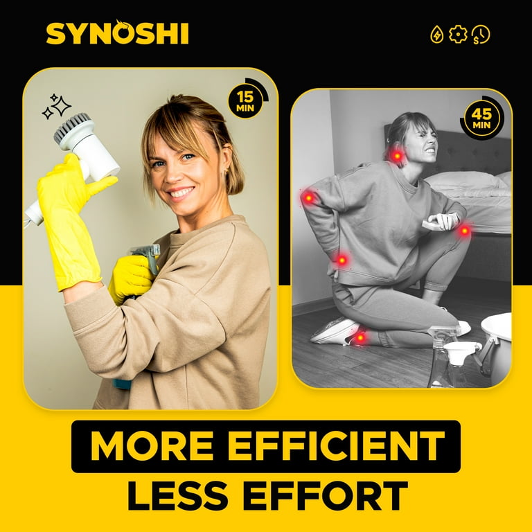 Synoshi Power Spin Scrubber amélioré avec écran LED – Kit de