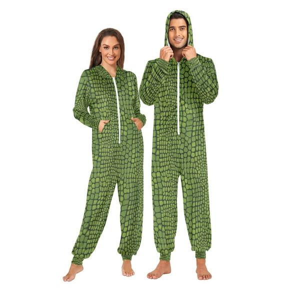 joogoo Crocodile Pattern Unisex Adults Onesies Pajamas Jumpsuits L