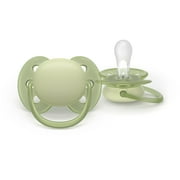 Philips Avent Ultra Soft Pacifier 6-18M, Beige / Pastel Warm Green, 2 Pack, SCF091/45