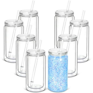 Snowglobe Cups 4-Pack 16oz Acrylic Snow Globe Tumblers With Bamboo Lids &  Straws - DIY Glitter Tumbler Cups 16 Oz Acrylic DIY Glitter Tumblers With  Bamboo Lids