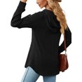 thumbnail image 5 of SHIBEVER Women Hoodies Long Sleeve Tunics Tops Fall Shirts Loose Fit Blouses V Neck Sweatshirts Trendy Button Casual Pullover Solid Color Black Tshirt Size XL, 5 of 5