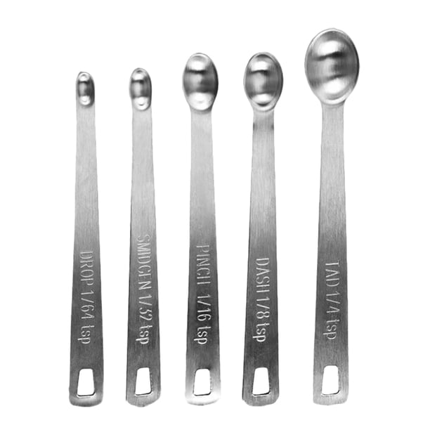 Juego de 5 cucharas medidoras de acero inoxidable: herramientas multifuncionales de medición precisa para hornear, cocinar postres y utensilios de cocina fáciles de usar.