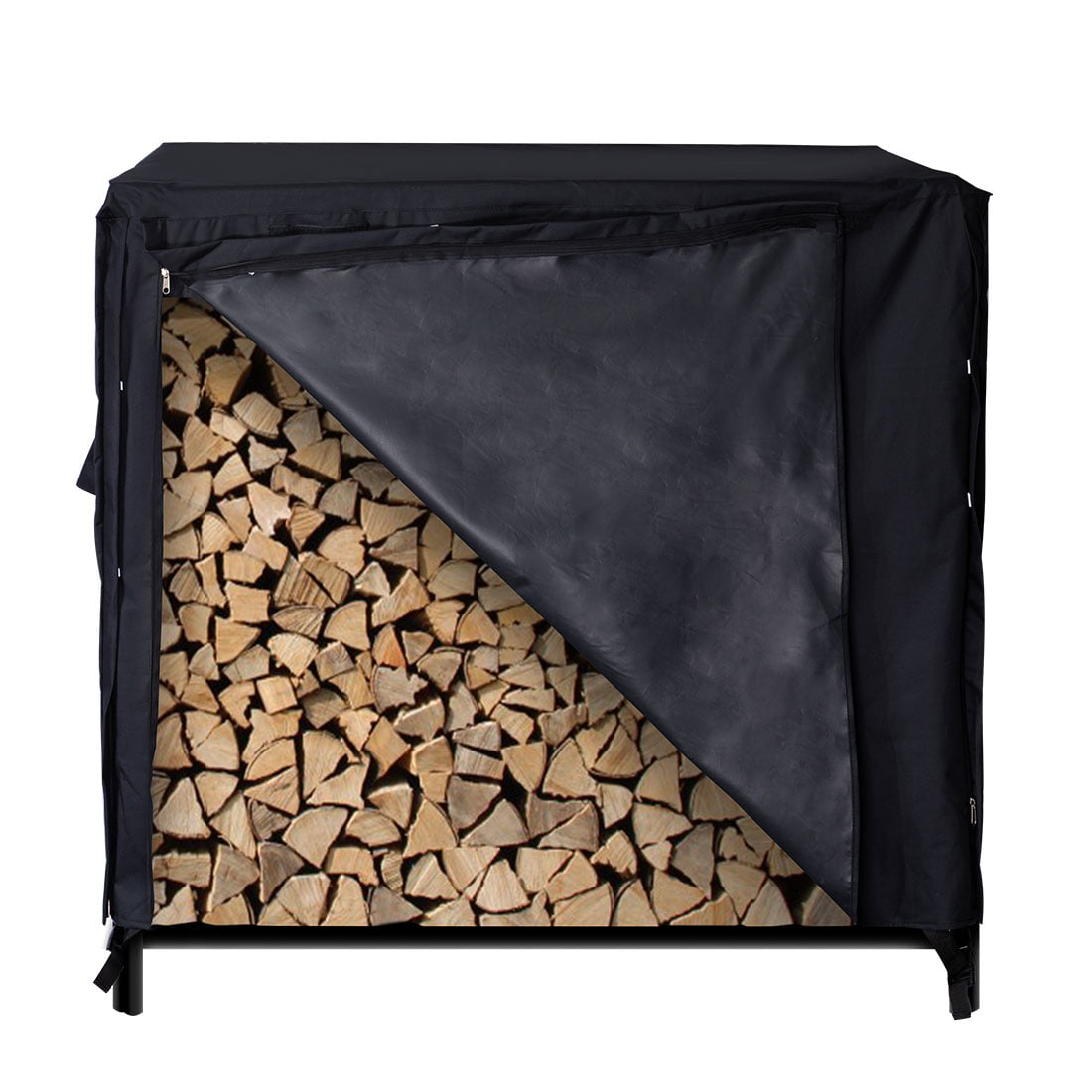 Zippered Waterproof Firewood Rack Cover Wood Log Hoop Outdoor Storage Protector