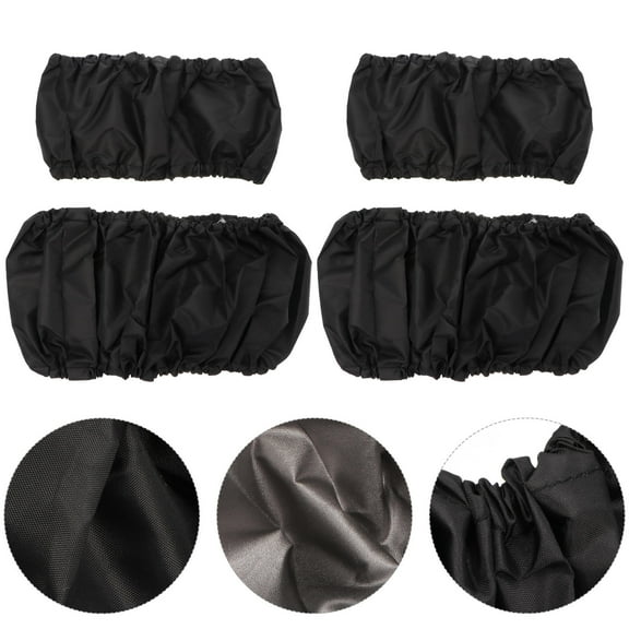 Tineasur 4Pcs Pushchair Wheel Covers Black Foldable Elastic Wheel Protector Accessory