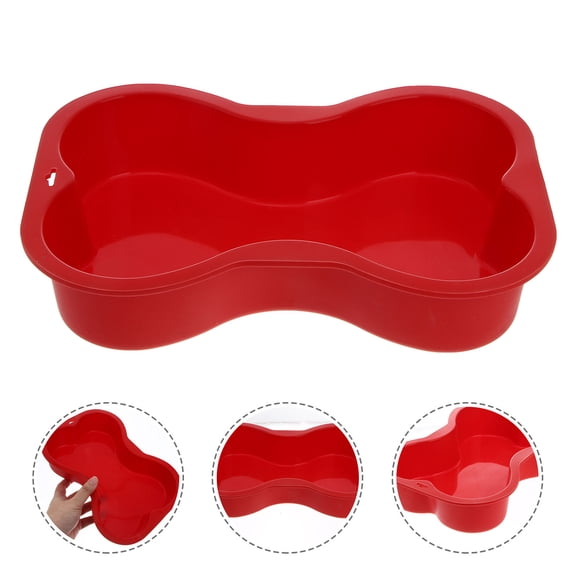 KALLORY Non Stick Silicone Dog Cake Pan Oven Safe For Puppy Birthday Cakes Everyday Baking Red