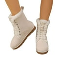 thumbnail image 5 of Penkiiy Platform Boots for Women Snow Boots Lace up with Fur Interior Non-slip Outdoor Winter Boots Classic Mini Boots 39 Beige, 5 of 5