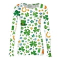 thumbnail image 5 of ASDFVBKG Women's St Patrick's Day Blouse Casual Crew Neck Basic Long Sleeve Slim Fit Shirts Ribbed Knit Shamrock Comfortable Pullover Tops Mint Green S, 5 of 6