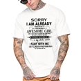 thumbnail image 1 of Tees For Men, 'Taken By An Awesome Girl' Print T-Shirt, Casual Short Sleeve T-shirt For Summer Spring Fall, Tops As Gifts, 1 of 6