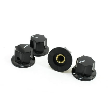 Unique Bargains 4pcs Adjustable Turn 24mm Dia 6mm Shaft Potentiometer Rotary Knobs Black