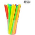 thumbnail image 2 of 50PCS Flexible Drinking Straws Plastic Disposable Colorful Straws Disposable Party Fancy Straws 8inch Long Party Decorations, 2 of 5
