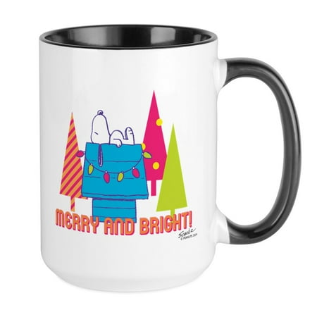 

CafePress - Snoopy: Merry And Bright Large Mug - 15 oz Ceramic Large Mug