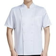 thumbnail image 4 of Bunblic Chef Jacket Chef Coat Short Sleeve Top Waiter Apparel Button Uniform Workwear for Kitchen Food Service Bakery Restaurant Cafe White XL, 4 of 8
