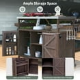 thumbnail image 3 of Bellemave Outdoor Serving Cart Kitchen Island Solid Wood Mobile Rolling Bar Cart with Lockable Wheels, Rack and Stainless Steel Top Beverage Storage Counter Table with Cabinet for Patio, Dark Brown, 3 of 12