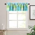thumbnail image 3 of Blue Yellow Floral Valance Curtain Boho Dahlia Chrisanthemum Flowers Pattern Rod Pocket Valance Window Treatments Short Curtains for Kitchen Bathroom Farmhouse 54x18inch, 3 of 6