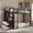 Black, variant on Mirightone Twin Over Twin Bunk Bed with Wardrobe and Storage, 4 Storage Drawers, Pegboard Organizer, Light Strip, Black