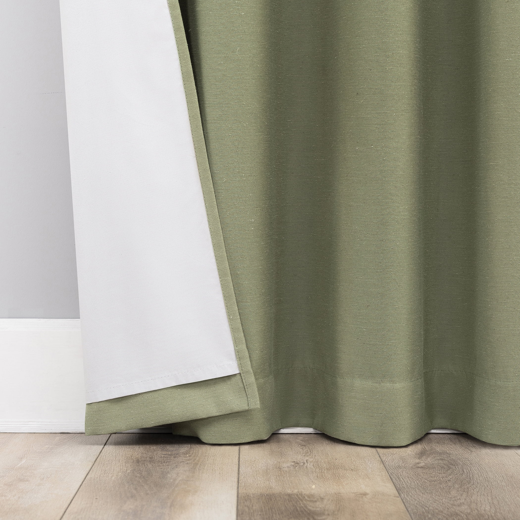 Archaeo Linen Blend Blackout Grommet Top Curtain, 52"x84", Sage Green