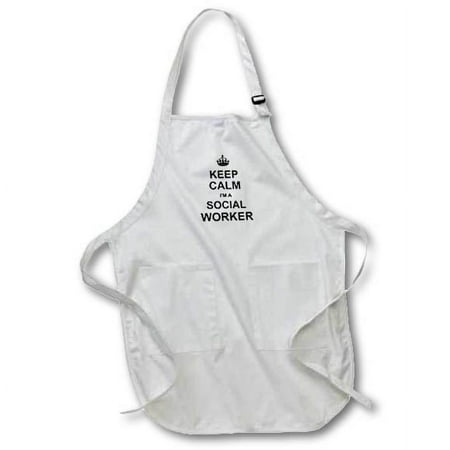 

3dRose Keep Calm Im a Social Worker - job pride - funny profession work gift Full Length Apron 22 by 30-inch White With Pockets