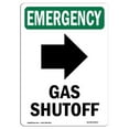 thumbnail image 1 of SignMission OS-EM-A-1218-V-10505 12 x 18 Po OSHA Signe d'Urgence - Arrêt de Gaz Flèche Droite avec Symbole, 1 of 1
