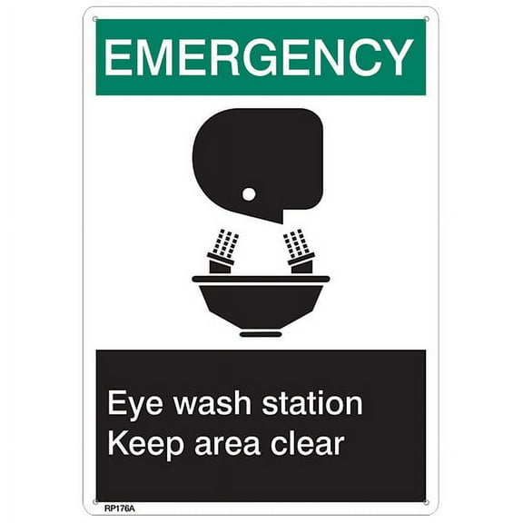 ANSI Z535 Rigid Plastic "Emergency Eye Wash", 7" x 10" (12 Units)