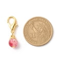 thumbnail image 3 of 100 pc Round Baking Painted Glass Round Bead Pendant Decorations with Alloy Lobster Claw Clasps Clip-on Charms for Keychain Purse Backpack Ornament Stitch Marker Mixed color 29.5mm, 3 of 5