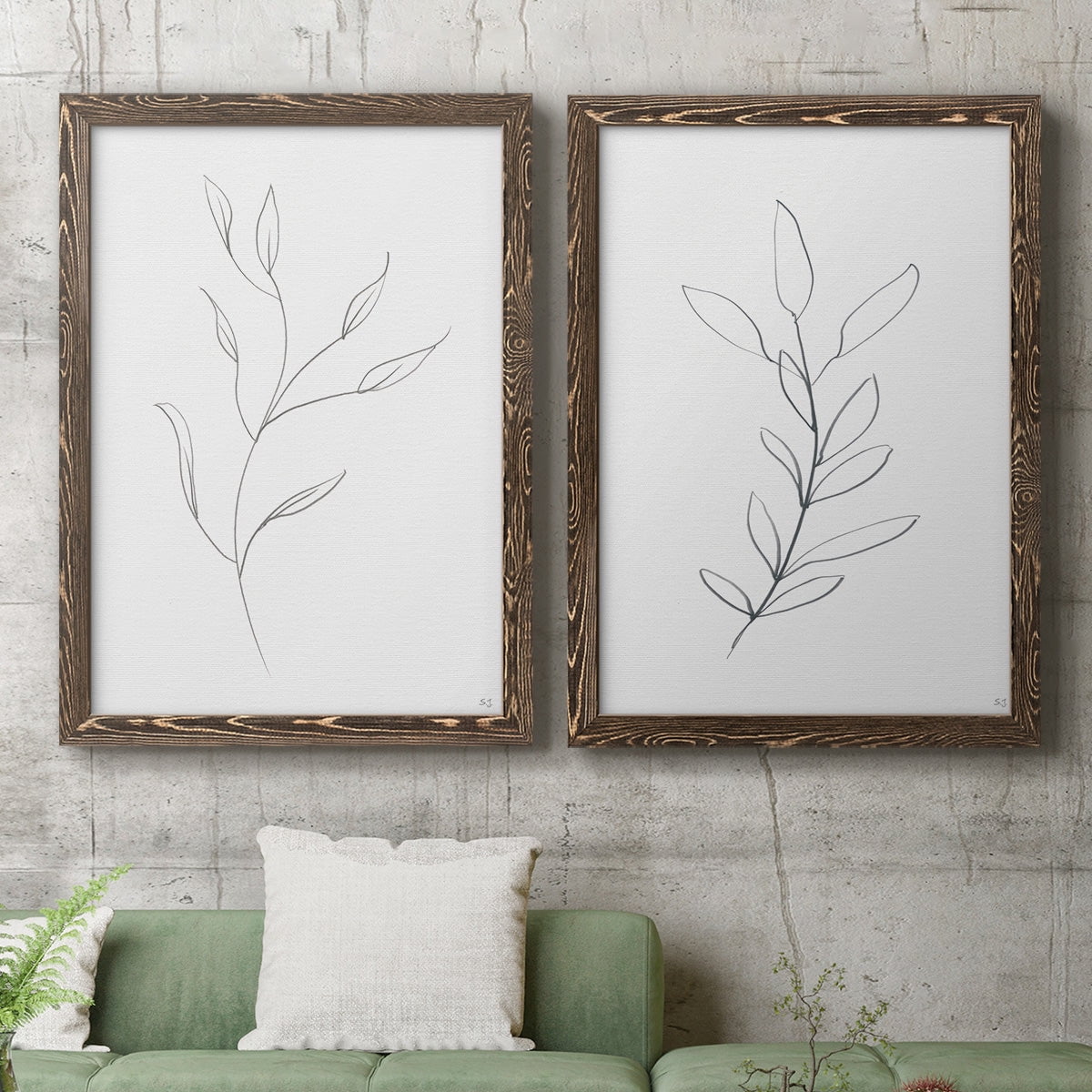 Botanical Gesture I - Premium Framed Canvas 2 Piece Set - Ready to Hang