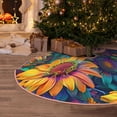 thumbnail image 5 of Daiia Psychedelic Sunflowers Drawing Merry Christmas Tree Skirt , Xmas Large Lace-up Tree Skirt, Santa Snowflakes Rustic Home Decorations New Year Party Farmhouse Decor-30", 5 of 6