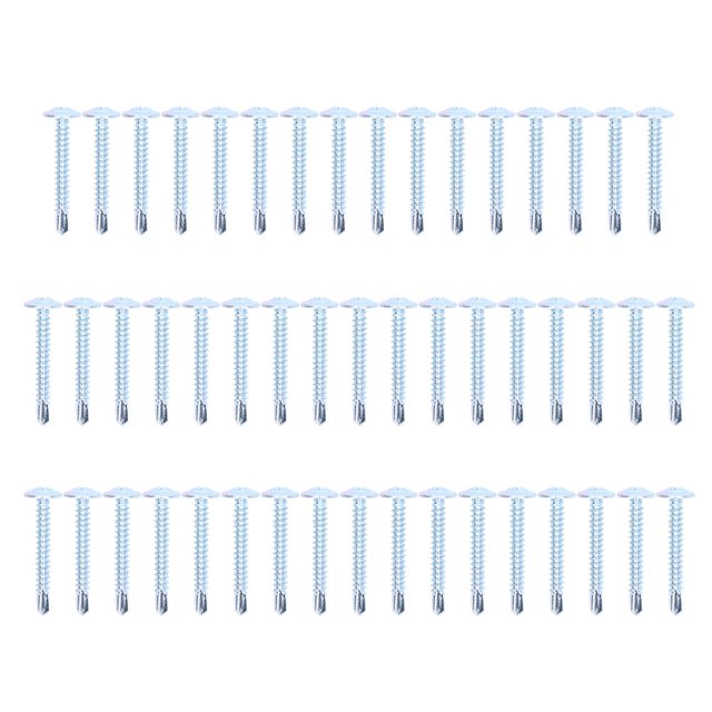 Vis en Acier au Carbone 50PCS Tête Transversale Vis de Forage Acier au Carbone Galvanisé Auto-Perçage Vis 4.2x32mm
