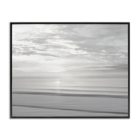 Stupell Industries Soft Serene Beach Reflection Landscape & Nature Photography Black Framed Art Print Wall Art, 14 x 11