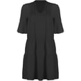 thumbnail image 5 of Women Dresses Summer Dress V-Neck Short Sleeve T-Shirt Elegant Dress Babydoll Ruffles Casual Mini Female Dress, 5 of 7