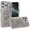 Pink, variant on For iPhone 16 Pro Max 6.9 inch Charming Hearts Bling Diamonds Stones Chrome Hybrid Case - Silver