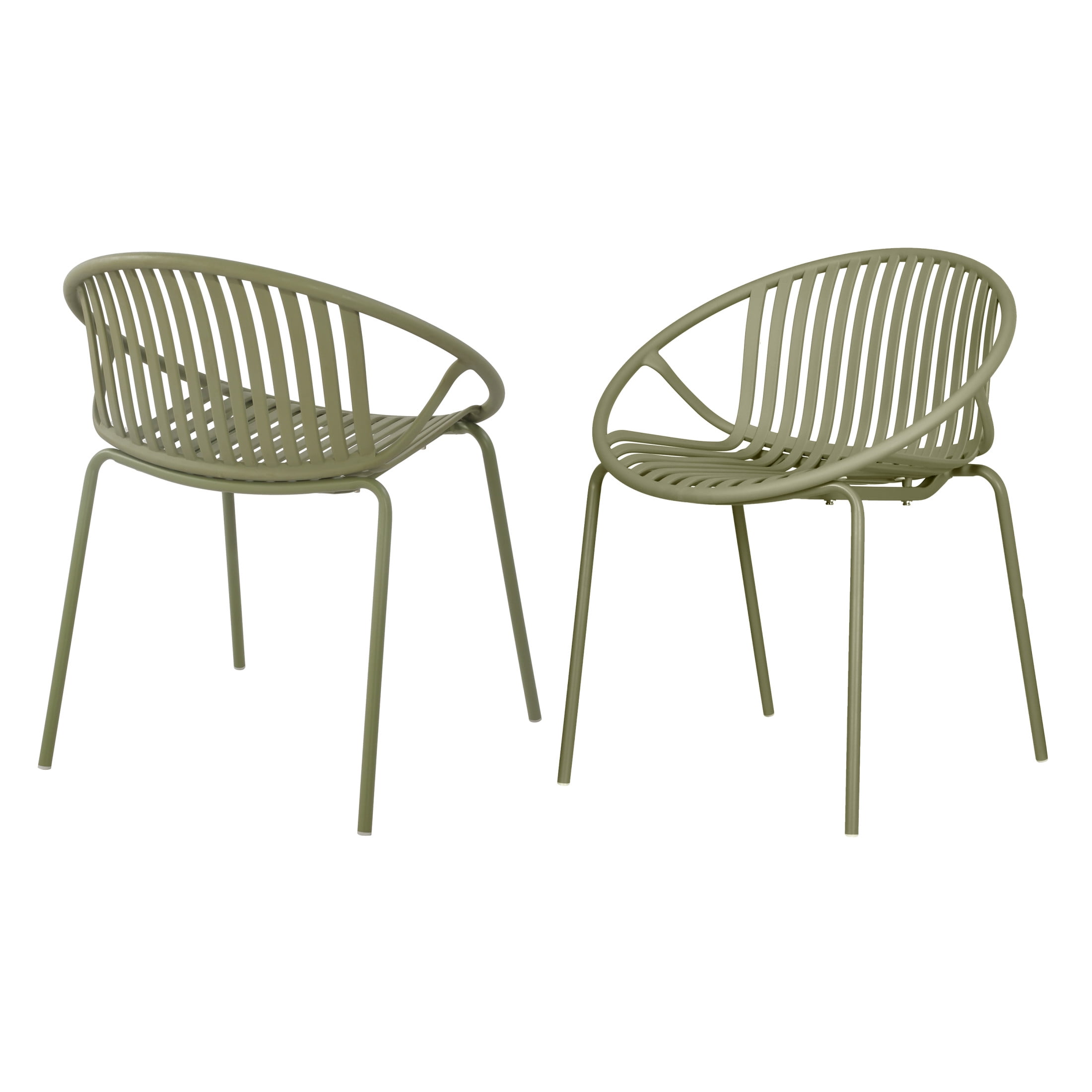 Christopher Knight Home Modern Stackable Patio Dining Chairs, Metal Legs and Plastic Backrest, Green, Set of 2